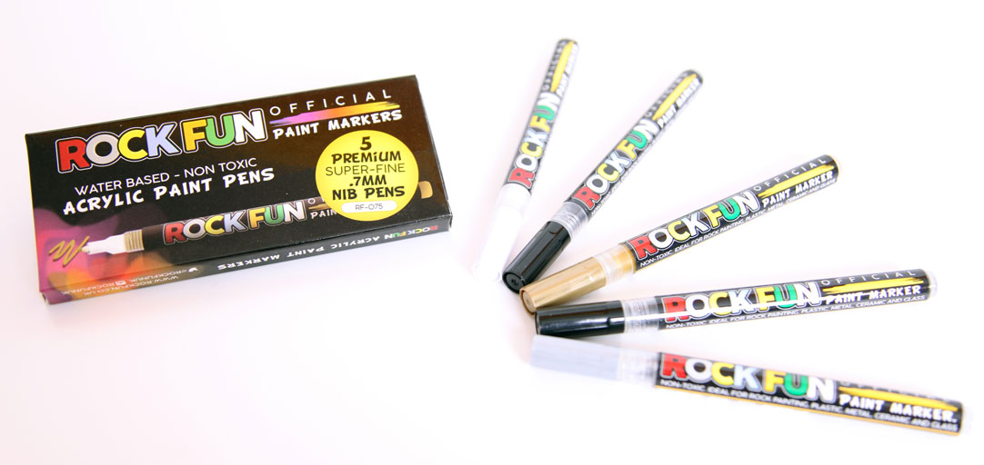 5pc 0.7mm S/Fine – Acrylic Paint Pens for Rock Painting – Super Fine (Multicolour)