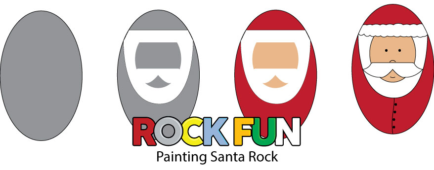 Rock painting guide - painting Santa rock